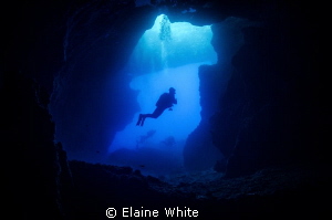 Diver in Blue Hole Gozo by Elaine White 